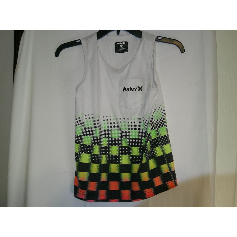 Hurley Nike Dri-FIT Tank Top Gradient Checkered Pattern White Multi-Color